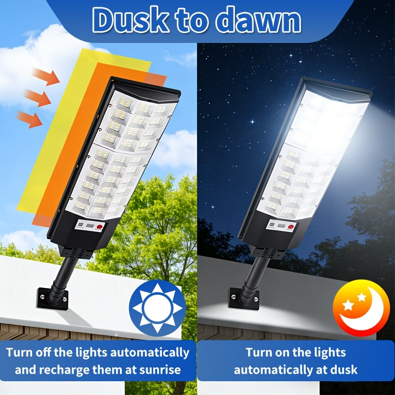 2/1 Pack 3D Curved Integrated Solar Street Light with Sensor, Solar Street Light with Remote Control, Perfect for Parking Lots, Courtyards, Gardens, Villas, Outdoor Solar Light