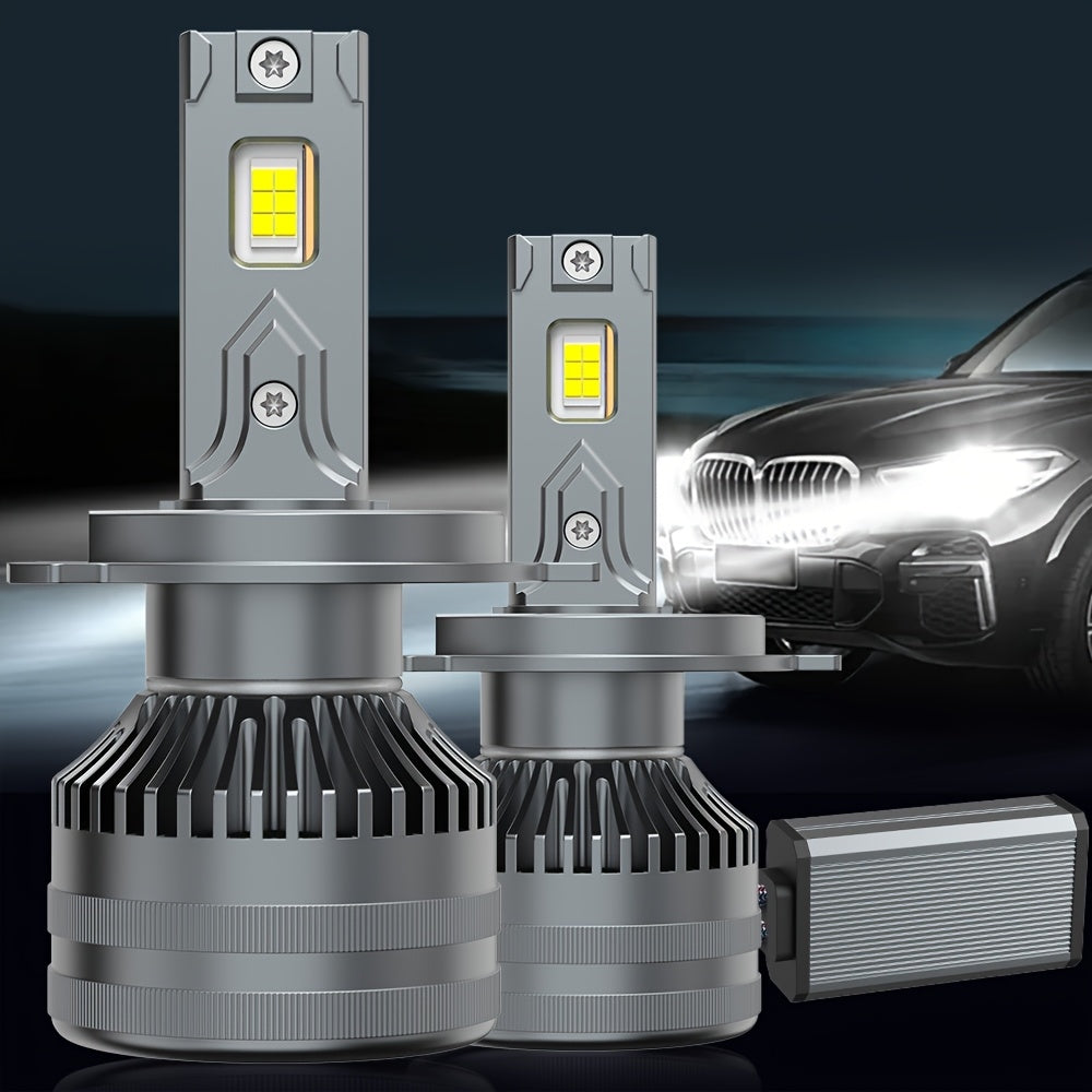 2pcs Super Bright H11 LED Headlight Bulbs H4/9003/HB2-QF003 H7/H18/H1/9006/HB2/H11/9005/H16/H9/9012, 6500K, 800% Brightness, 43000 Lumens, with External Driver Canbus Plug-and-Play