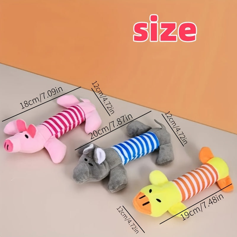 1pcs/3pcs 猪/大象/鸭 形状设计的宠物磨牙吱吱作响的毛绒玩具，耐用的狗咀嚼玩具互动