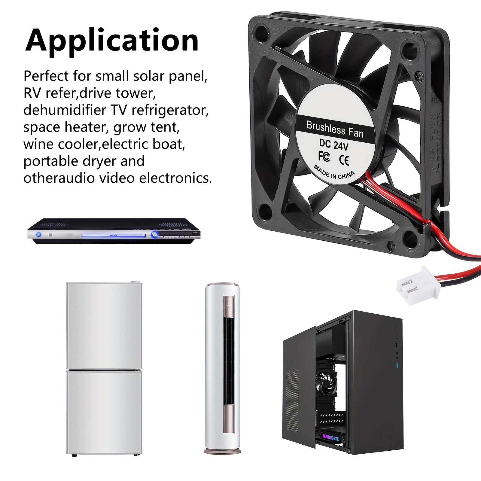 En: 4 Pack AOKIN 6010 60mm DC Cooling Fan, 12V/24V Dual Voltage, 60x60x10mm 2-Pin Hardwired, for 3D Printer, Electronics, PC CPU Cooler