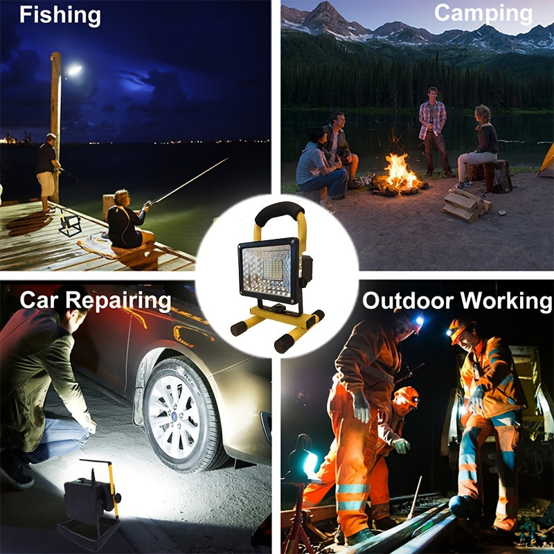 USB rechargeable, LED light source spotlight and floodlight, compact and portable, with aluminum heatsink, three-step dimming, red/blue strobe, high brightness, long battery life