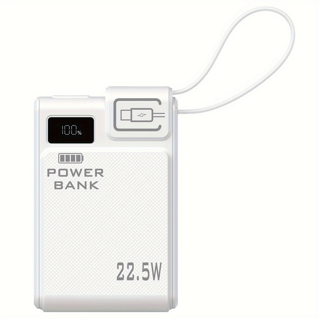 TQQDCI行動式充電寶10000mAh大容量手機充電器，支援PD-C22.5W雙向快充，內建Type-C快充線，適用於iPhone系列及三星系列手機，返校季必備，節日好禮，復活節贈禮