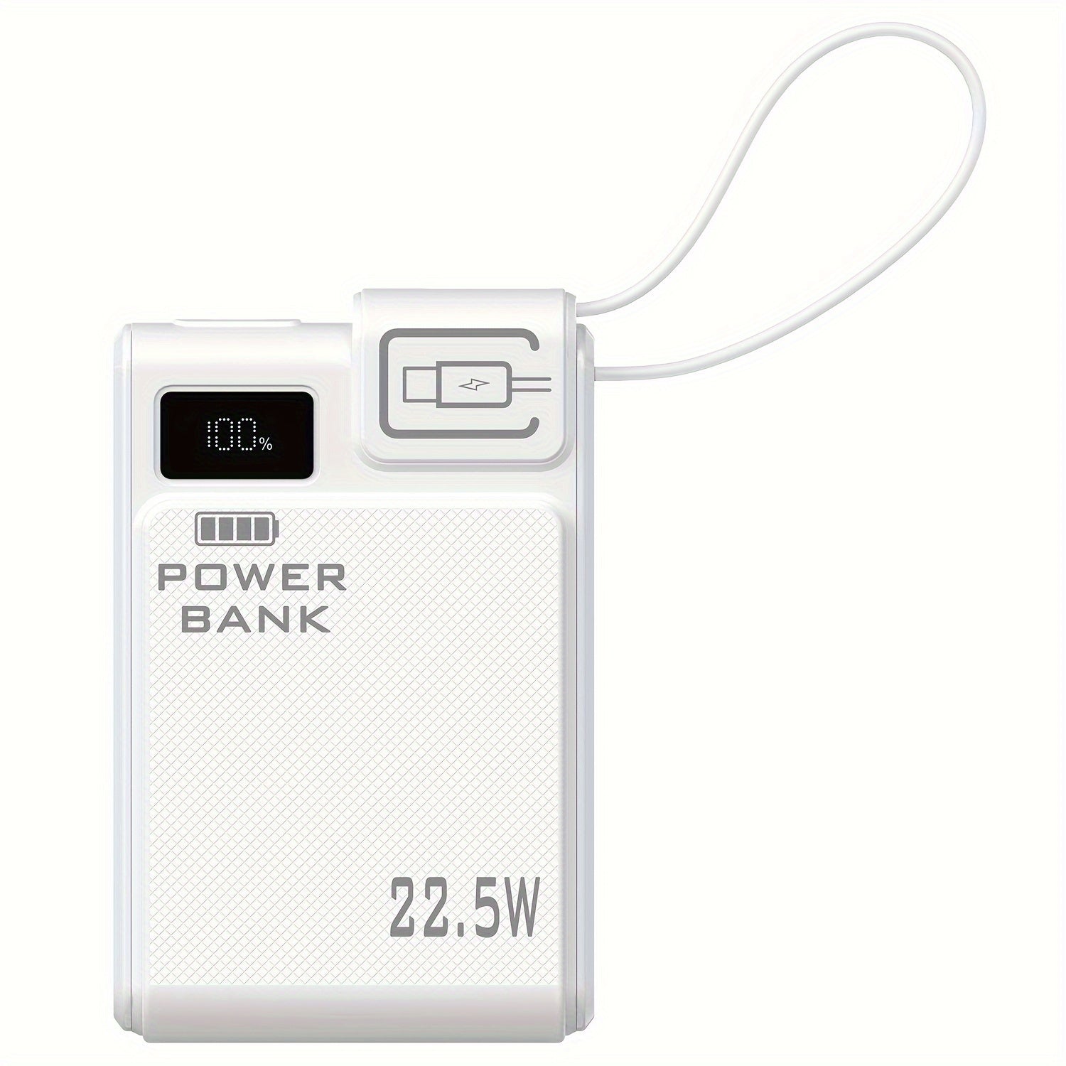 TQQDCI行動式充電寶10000mAh大容量手機充電器，支援PD-C22.5W雙向快充，內建Type-C快充線，適用於iPhone系列及三星系列手機，返校季必備，節日好禮，復活節贈禮