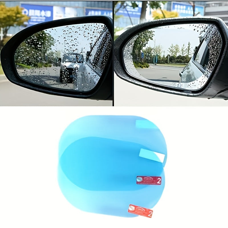 2pcs/4pcs汽车后视镜膜防雨雾防水，防雾防眩光防雨防水，透明纳米涂层，通用型透明膜配件，PVC材质