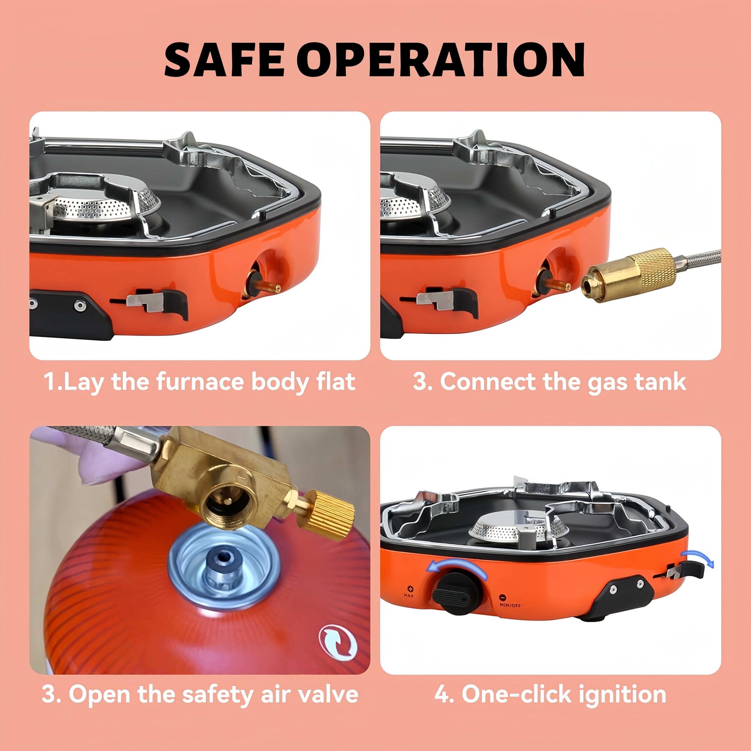 Portable Folding Camping Stove, Dual Burners That Work Simultaneously, Carbon Steel Housing, Built-in Ignition and Flame Control, Ideal for Outdoor Camping, Hiking, Adventure, and More