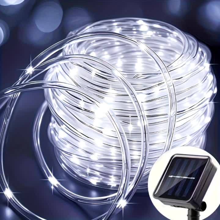 Solar LED tube light, 8 modes optional - 50/100/200/300 LED beads, new spring design, compatible with flexible wiring, specially designed for garden, wedding, Christmas decoration, supports solar charging