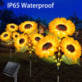 Upgraded 3-Piece Solar Garden Light Set, Includes 9 Sunflower Lights, IP65 Waterproof Outdoor Artificial Flower Solar Light Courtyard Decoration, Automatic On/Off Solar Decorative Light Suitable for Lawn, Courtyard, Porch, Flower Bed