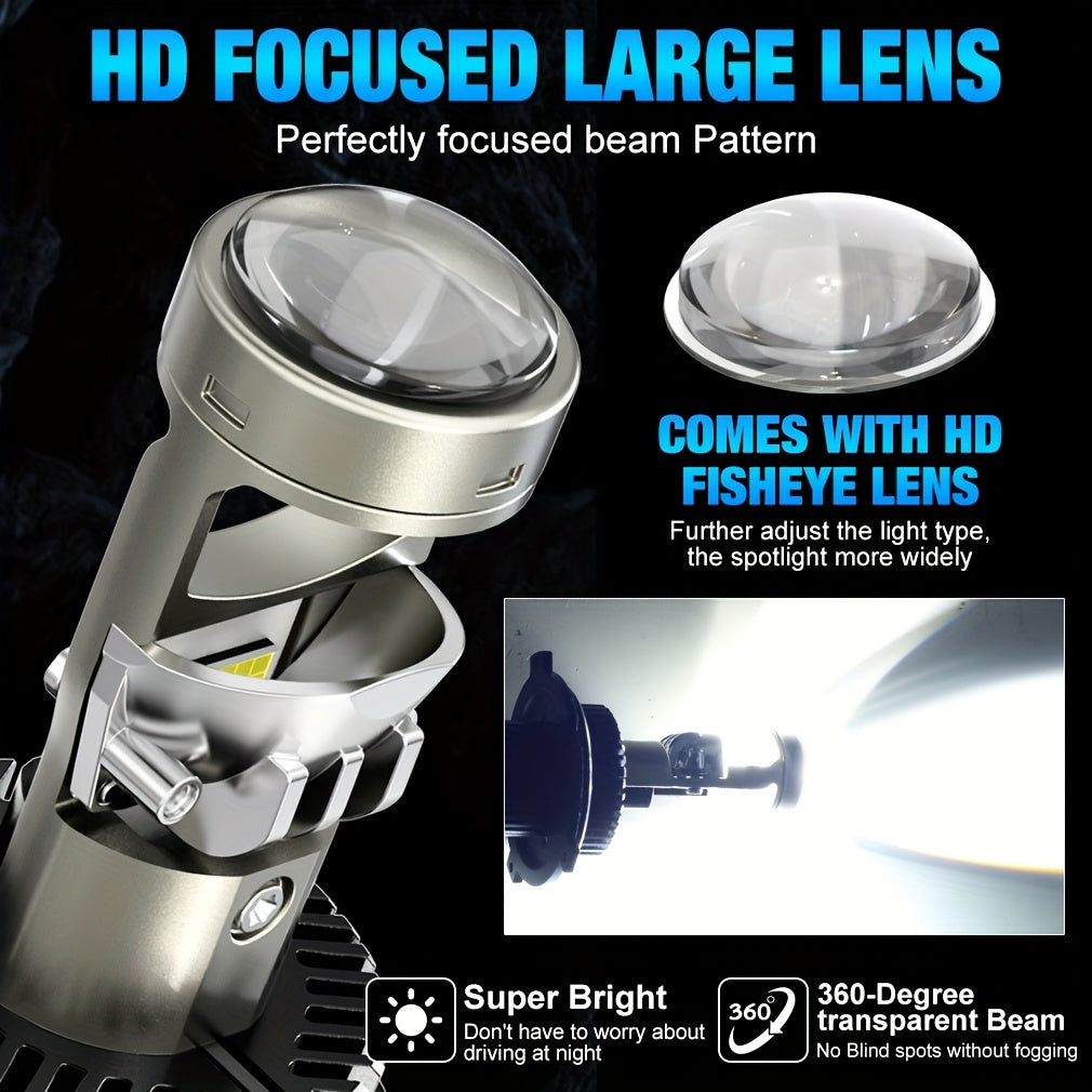 S&D High/Low Beam 150W H4 H7 LED Car Lens Headlight Bulbs, 40000LM H11 9005 HB3 9006 HB4 Car Lens Lights, Turbo LED Lights, Super Bright Car Headlights, Plug-and-Play, 12V, with Canbus, 2-Pack