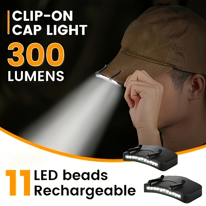 2Pcs Clip-On Headlamp, 11 LED Cap Clip Light, Hands-Free Flashlight, Portable Lightweight Head Lamp, Suitable for Running Working Cycling Camping (AAA Battery Not Included)