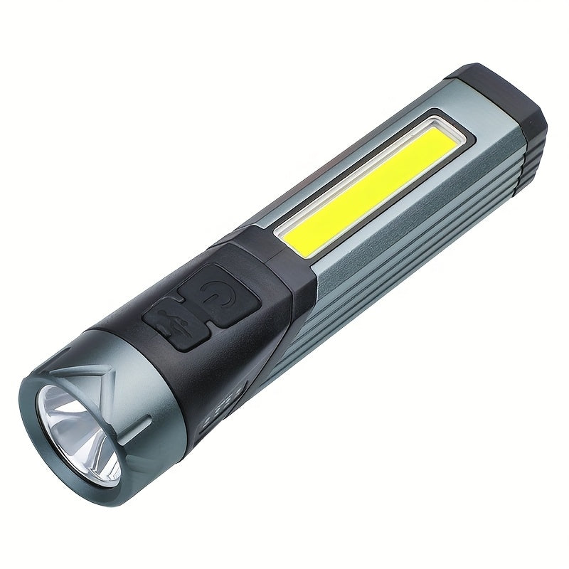Multifunctional High Strength Flashlight 90° Rotatable Foldable Handheld Work Light Portable Type-C Rechargeable 7 Lighting Modes Magnetic Side COB 18650 Flashlight with 1500mAh Battery Camping Gear Outdoor Lighting
