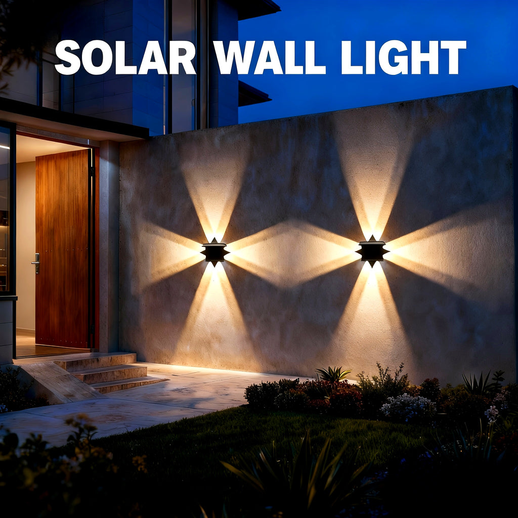 2-Pack Solar Wall Washer Light, 2200mAh Battery, Solar Outdoor Light, Solar Wall Light, Adjustable Solar Panel, 12-Hour Runtime, Suitable for Halloween, Garage, Garden, Porch, Courtyard, Villa Decoration