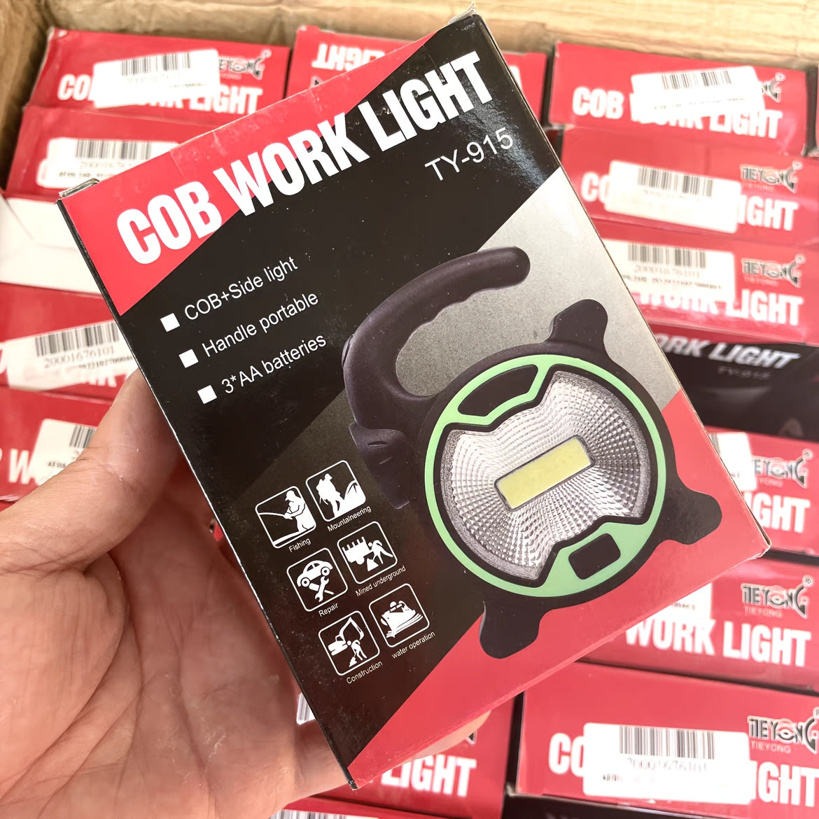 1 LED COB Flashlight Lantern, AA Battery Powered Floodlight + Side Flashlight, Mini Portable COB Light Work Light (Batteries Not Included)