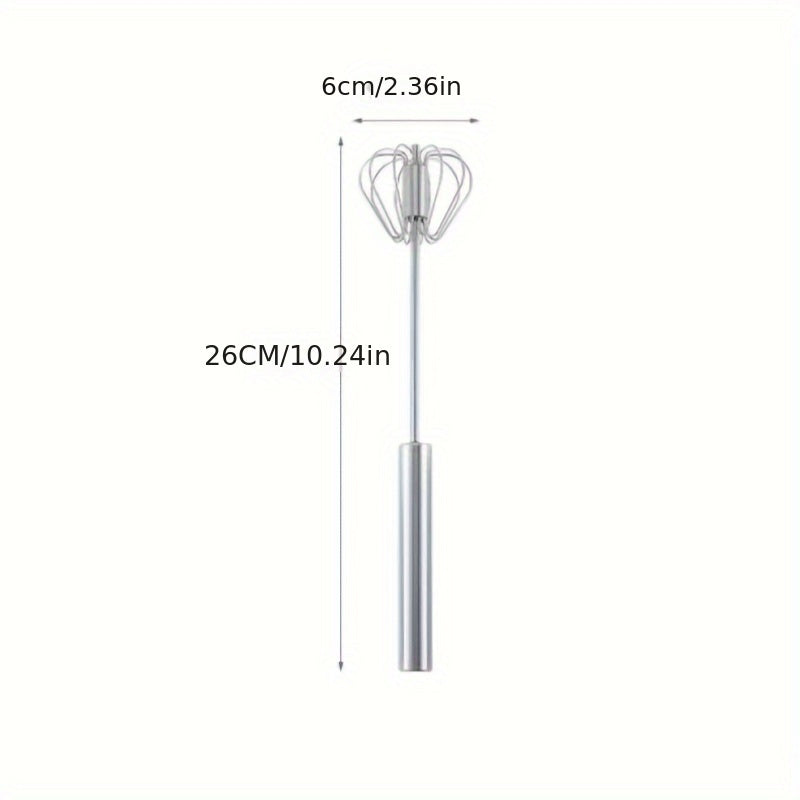 1pc Multifunctional Stainless Steel Whisk & Milk Frother, Home Baking Tools, Cream Egg Hand Blender, Household Push Blender Blender - Egg Whisk, Milk Frother, Hand Push Blender Blender Multi-Tool - Kitchen Utensils for Mixing, Blending, Beating