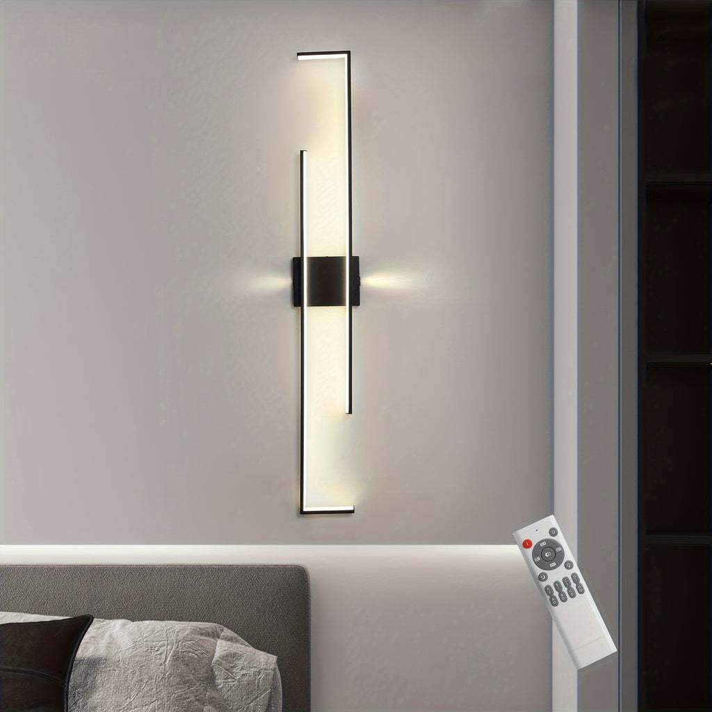 Ganeed Minimalist Geometric Wall Light - Adjustable LED Lighting with Remote Control, Length 43.3 Inches / 109 cm, Modern Art Design, Suitable for Bedroom, Living Room, Hallway, Stairs and Entryway - Easy to Install, Energy Saving