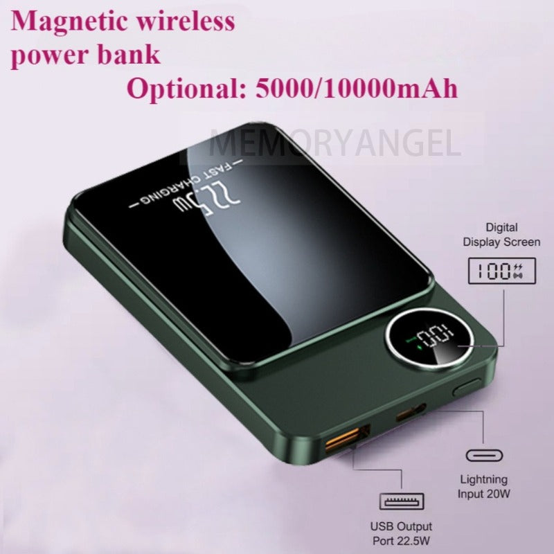 22.5W Fast Charging Support, 5000mAh/10000mAh Large Capacity, Charges Quickly & Boasts Long Battery Life, Easily Meets All-Day Power Needs. Features Magnetic Wireless Charging for Cord-Free Convenience.