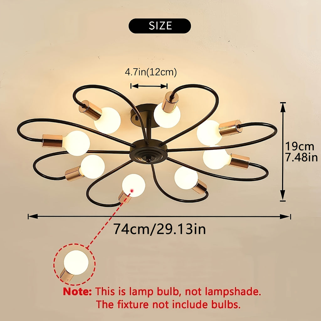Modern Black Floral Ceiling Light, Perfect for Kitchen, Dining Room, Hallway, Bedroom, Café, Restaurant, and Any Space You Like (Bulb Not Included)