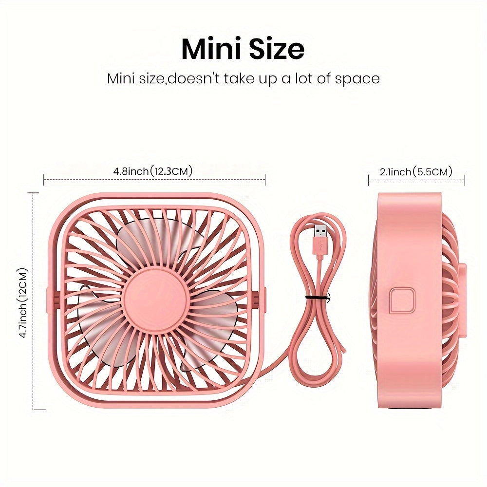 RV Fan, TOPK K51 Mini USB Desk Fan, Premium Brushless Motor, Quiet Operation, High Airflow, Elegant Design, Perfect for Bedroom or Personal Use on Small Tables
