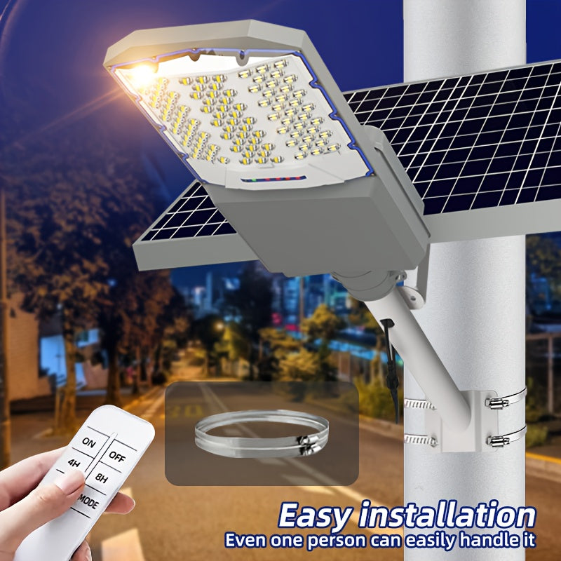 Outdoor High Quality Super Bright Solar Street Light, 18000mAh High Capacity Battery, 6500K Color Temperature Super Bright Curved Solar Street Light, Solar Street Light for Parking Lots, Parks, Road Projects