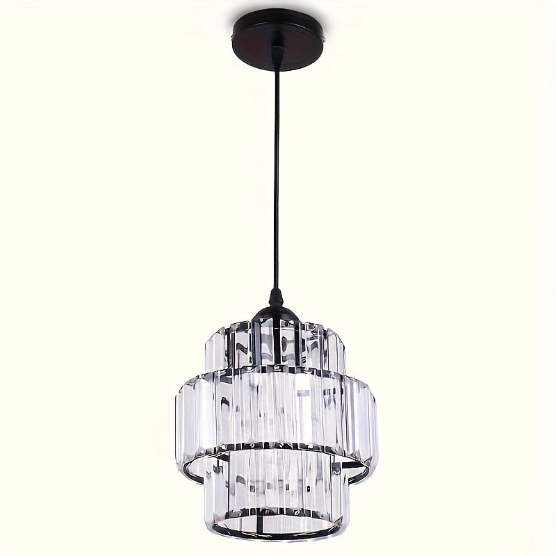 1 piece, modern crystal pendant light, modern chandelier with crystal plate metal lampshade, height-adjustable ceiling light, pendant light for bars, restaurants, living rooms, ceiling lighting fixture above sinks, E26/E27 base (bulb not included)