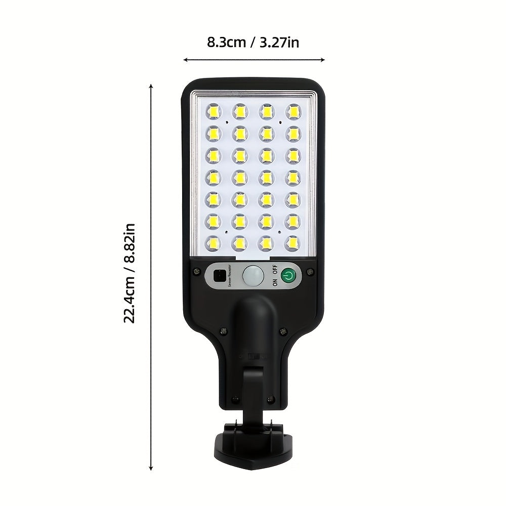 1 Outdoor Solar Street Light – Wide-Angle Solar Floodlight with PIR Motion Sensor, Supports Dusk-to-Dawn Automatic Lighting, 3 Selectable Working Modes. Perfect for Outdoor Gardens, Courtyards, Walls, Parking Lots, etc., with IP44 Waterproof Performance