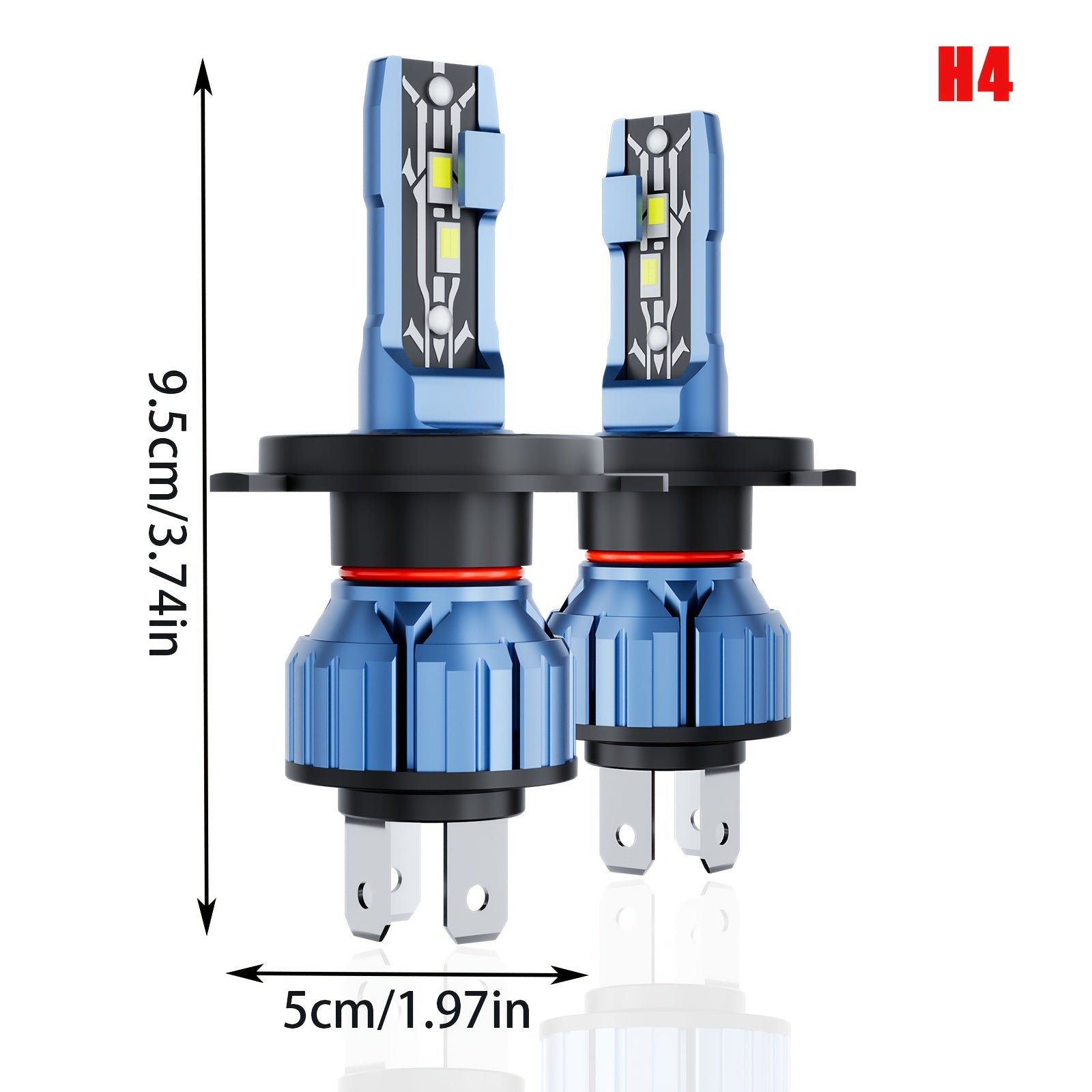 LED Headlight Bulbs High/Low Beam Integrated H4 Socket for Kia RIO 2nd Gen (JB Model) (2005-2018) 80W 6000K Cool White Light 15000 Lumens 2-Pack