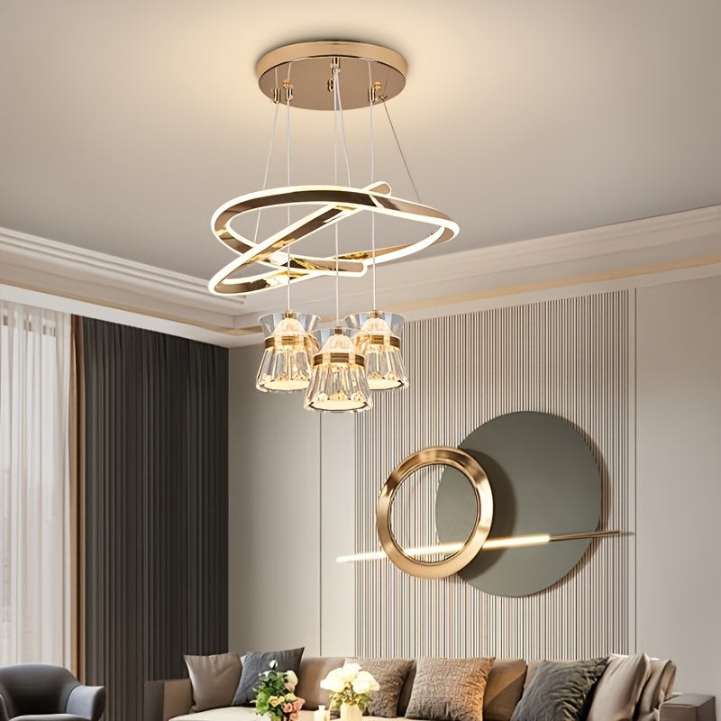 Modern LED Indoor Pendant Light with 3 Lights, Adjustable Color Temperature, 3-Color Temperature Lighting Fixture