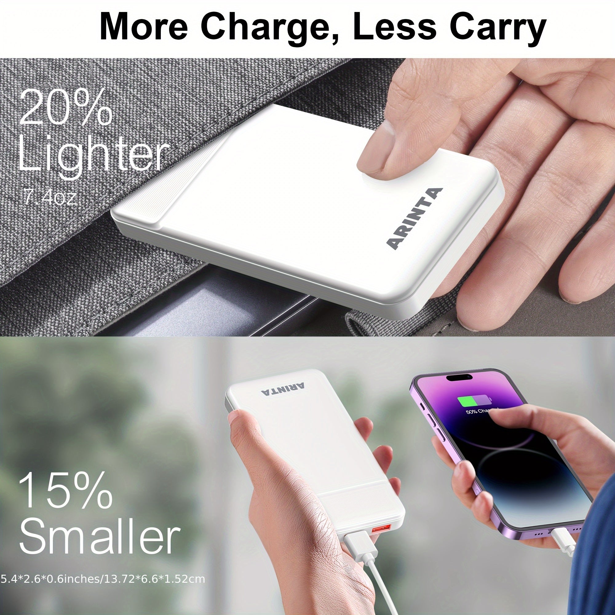 3-Pack Power Bank Portable Charger 10000mAh, Battery Pack PD 22.5W with Dual USB & USB-C Input/Output, Slim & Lighweight for Phones, Tablets, And More.(3 Packs)