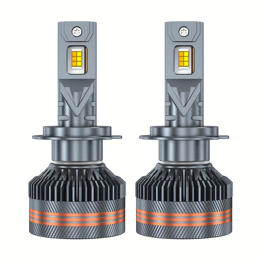 Set of 2 H7 LED Headlights, Compatible with 9005/HB3, 9006/HB4, 9012, H11, H4 and H1 Bulbs, Available in 6000K White and 3000K Yellow Dual Colors, with One-Key Switch, High Brightness CSP Chip, No Battery Included