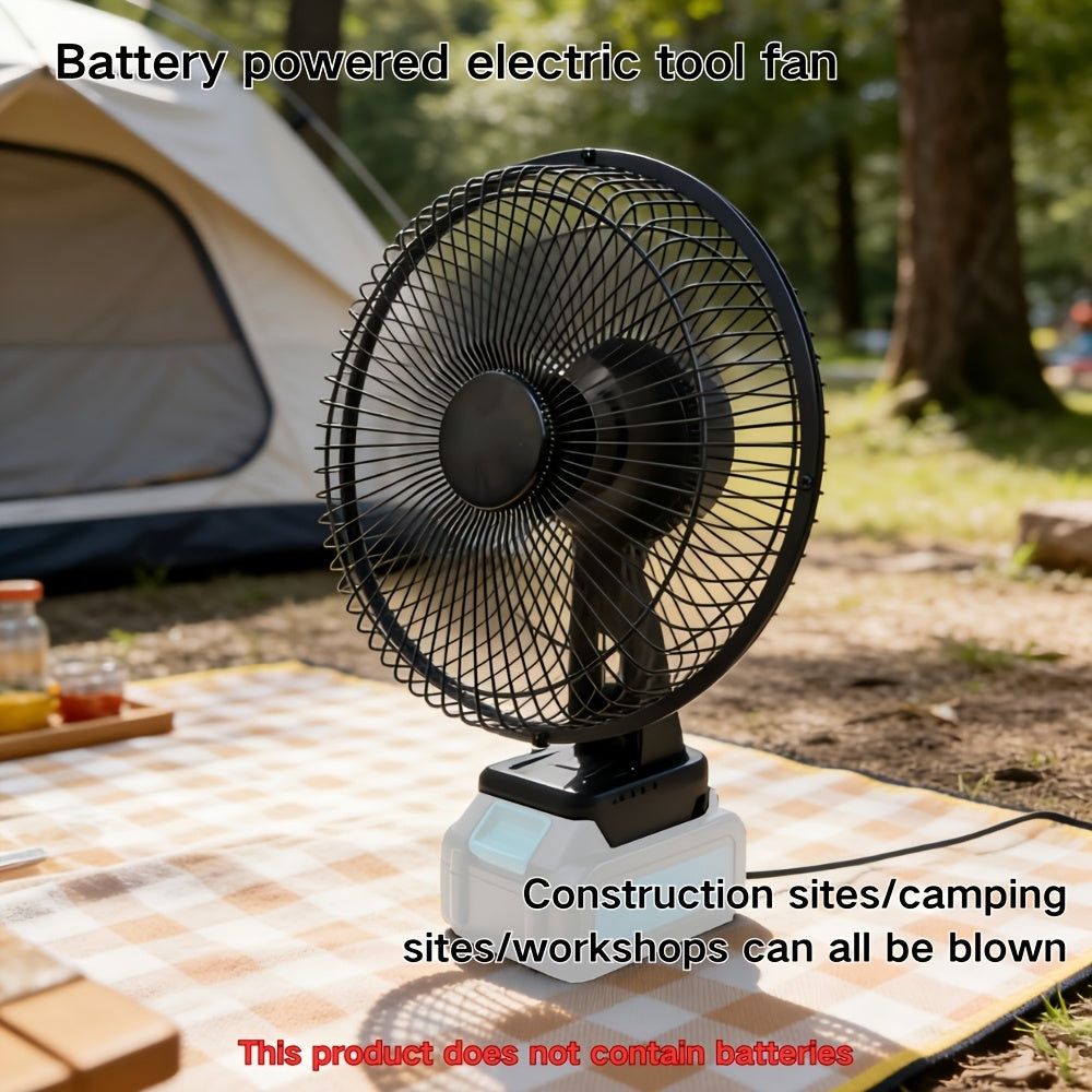 Camping Fan, Black Quiet Fan, 2-Speed Adjustable, Low Noise & Strong Wind, Portable Durable Cordless Fan for Camping and Construction Site, Battery-Free Design