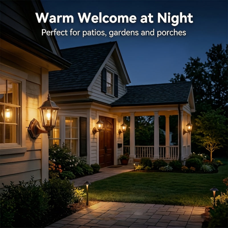 Solar Wall Light with Wall Mount Dusk to Dawn Sensor, Automatic On/Off, Outdoor Awning Garage Porch, Solar Light | Vintage Style | Suitable for Garden, Courtyard, Path, Walkway Decoration, Unique Gardening Gift for Easter, Valentine's Day