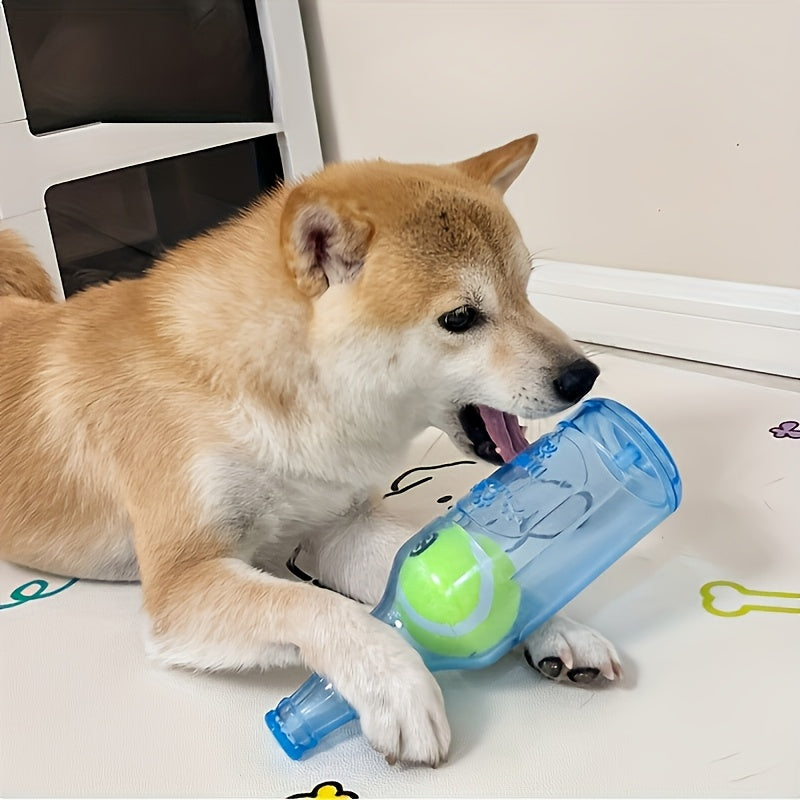 带沙沙声网球狗玩具——耐用互动咀嚼玩具，适用于幼犬及成年犬，无需电池，多色可选，适合各种犬种与体型，网球造型，沙沙质感