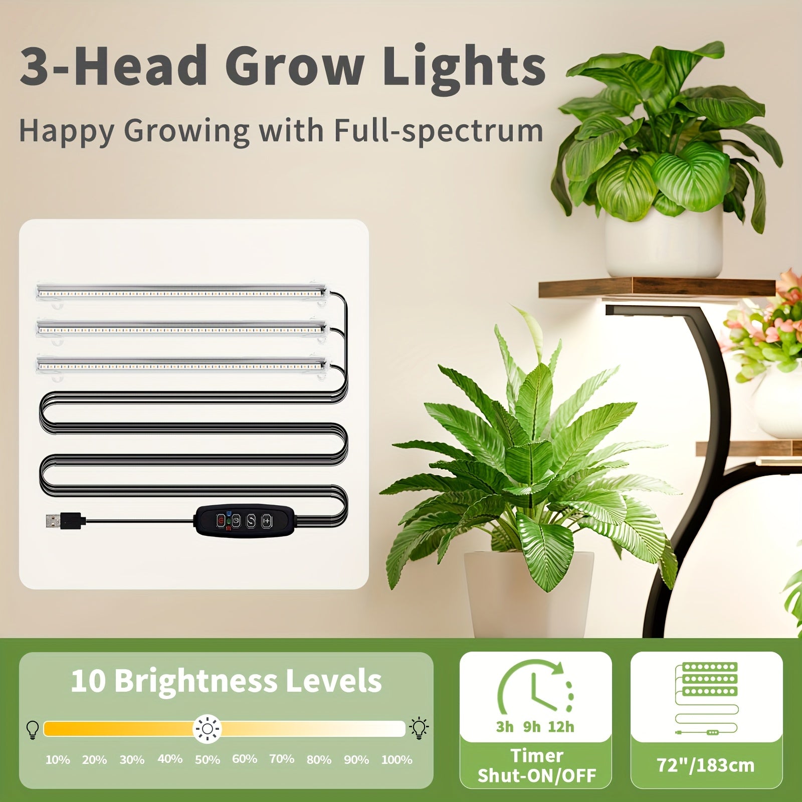 8-Tier Corner Plant Stand with Grow Light, 49 Inch Tall Single-Piece Indoor Metal Shelf, Multi-Functional Compact Display Rack for Plants Decorations Photo Frames