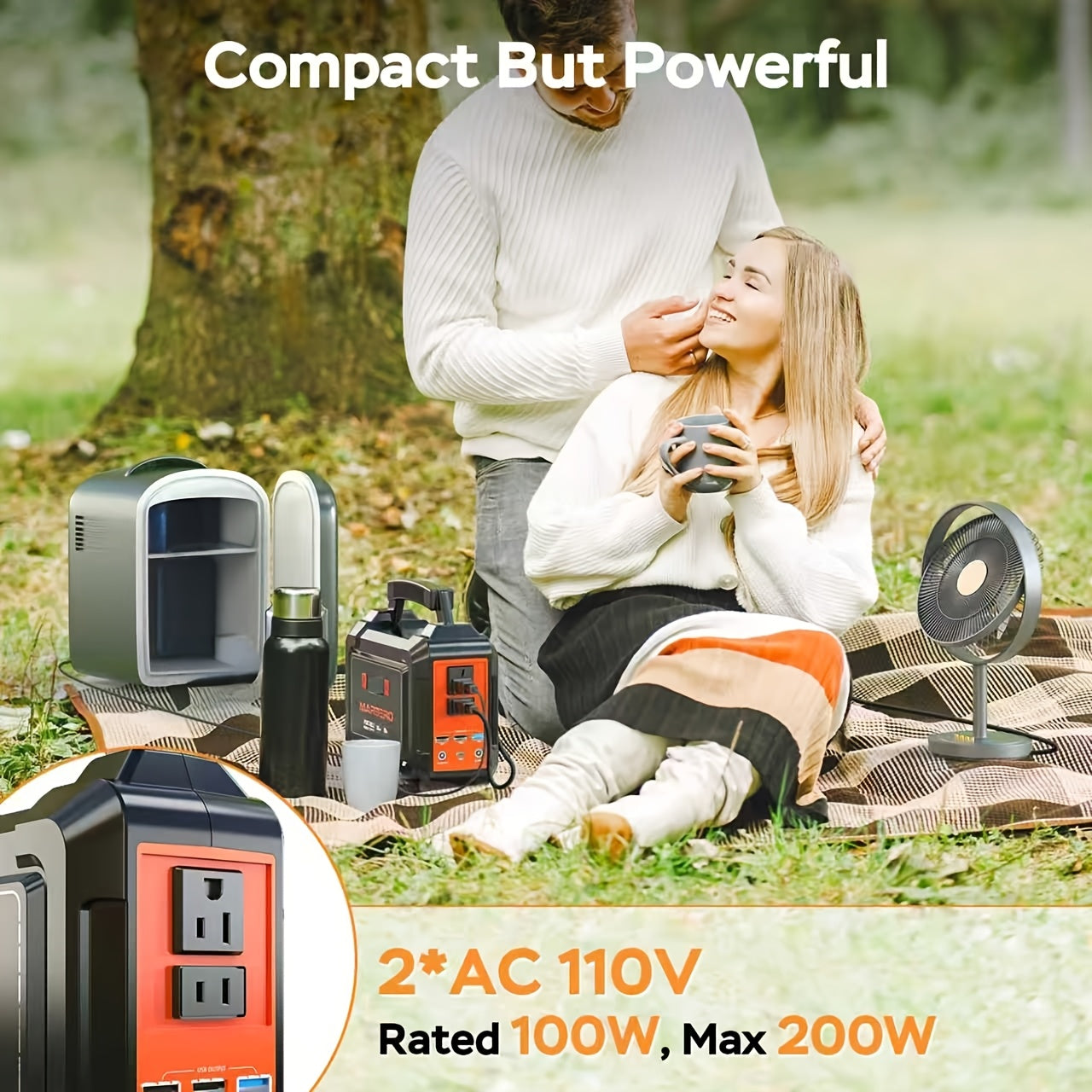 296/167Wh 帶 60/30W 太陽能板或行動式電源站 296Wh 300W/167Wh 100W/88Wh 100W，露營便攜電源帶交流輸出 2*110V，USB QC3.0 太陽能發電機適用於露營旅行家庭應急禮品