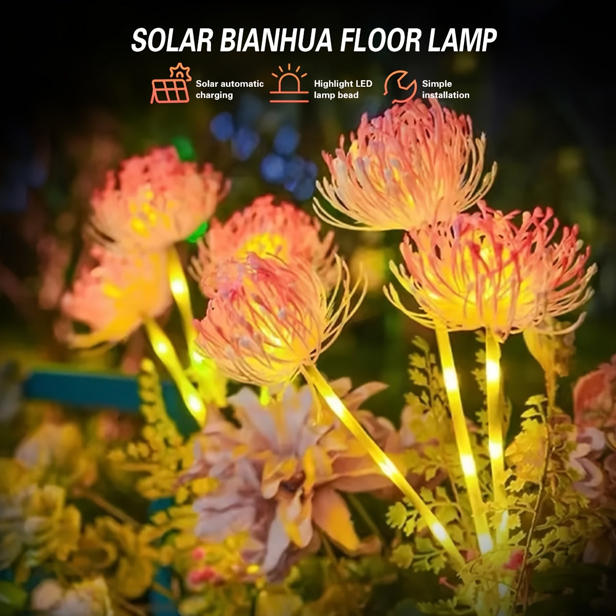 Solar Lycoris Garden Light - Landscape Lighting Outdoor Ground Light, Suitable for All Season Garden, Courtyard and Lawn Decoration, Mother's Day, Father's Day, Thanksgiving, Christmas, Valentine's Day, Wedding, New Year Decoration
