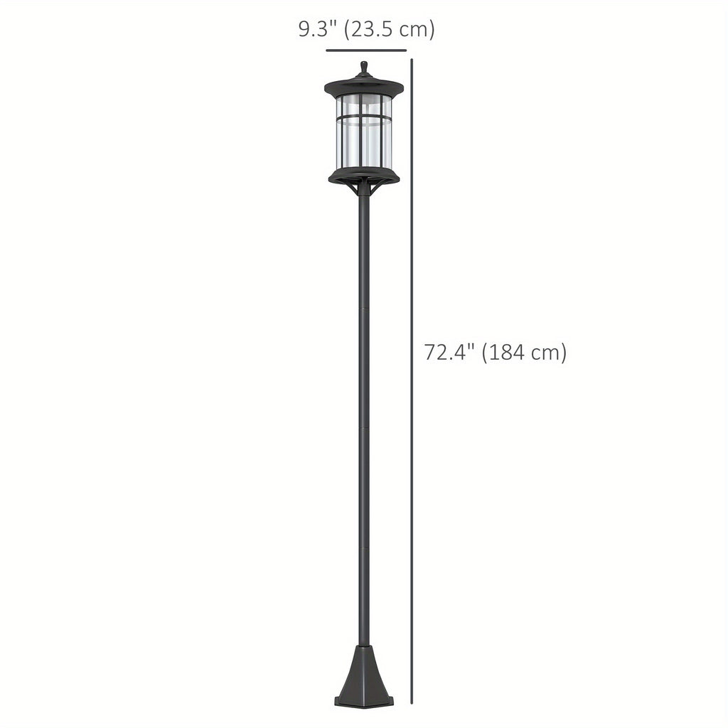 Outsunny Solar Lamp Post Light, 72" LED Outdoor Street Light, IP44 Protection Rating, Perfect for Courtyard, Garden, Backyard, Pathway, Cool White Light
