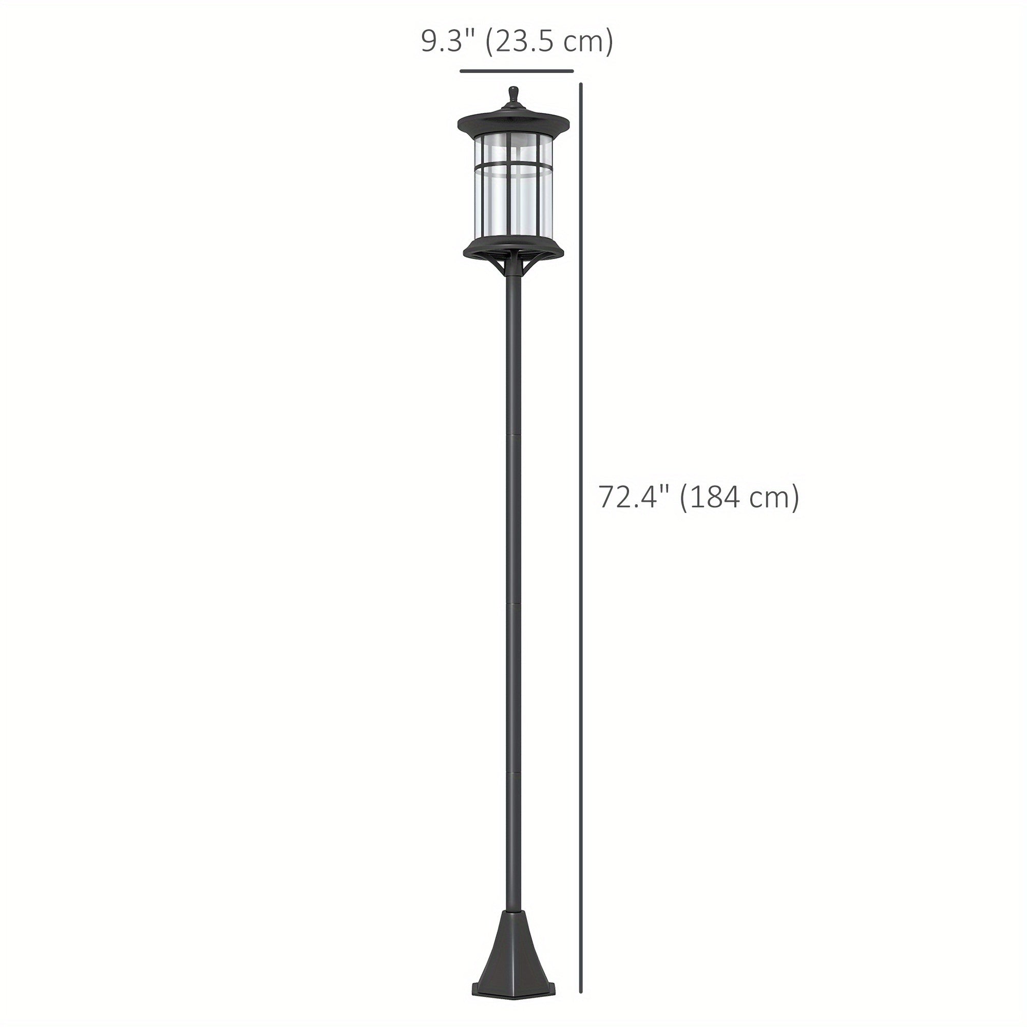 Outsunny Solar Lamp Post Light, 72" LED Outdoor Street Light, IP44 Protection Rating, Perfect for Courtyard, Garden, Backyard, Pathway, Cool White Light