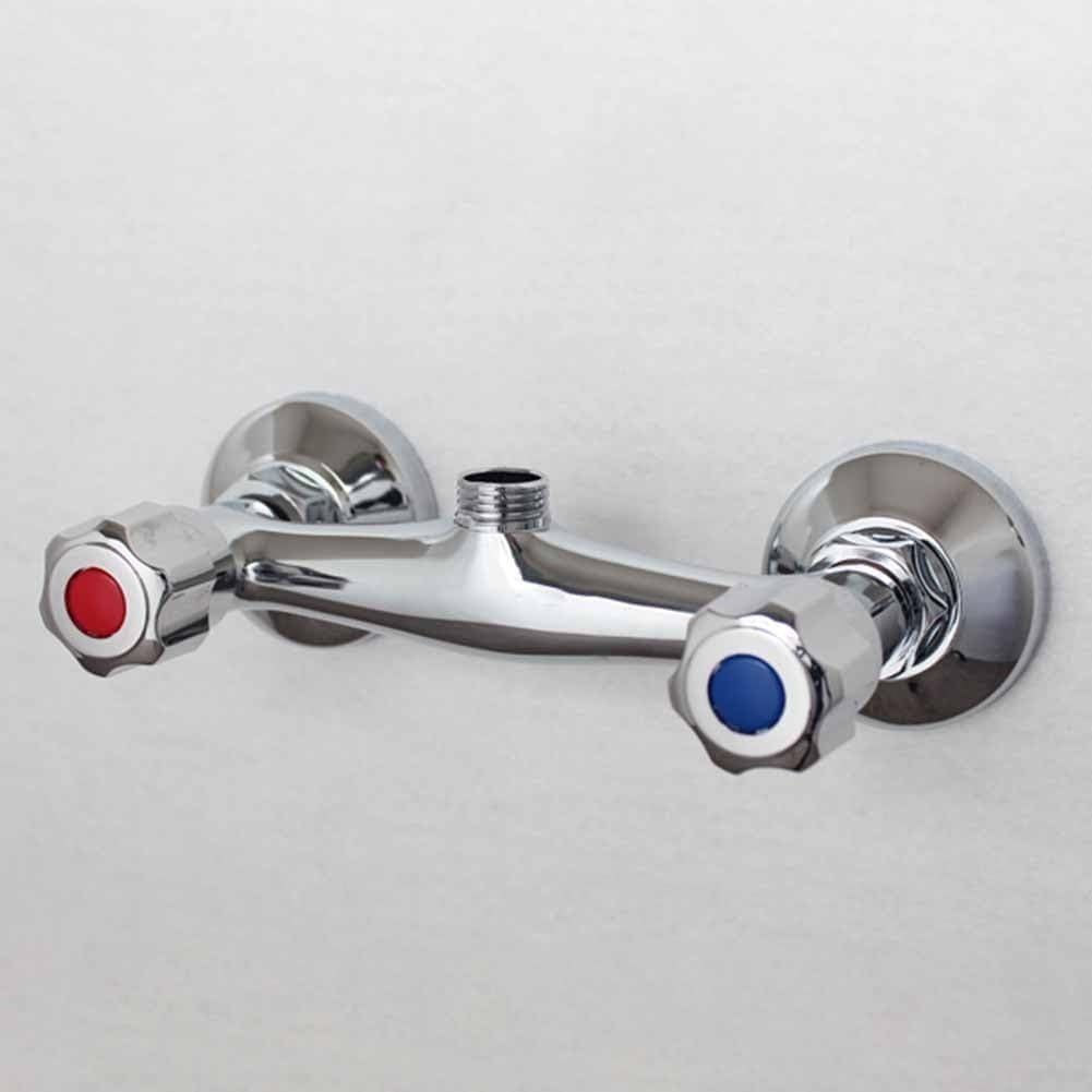 Chrome Plated Brass Dual-Outlet Shower Diverter Valve - With Thermostatic Control Valve, Wall Mounted