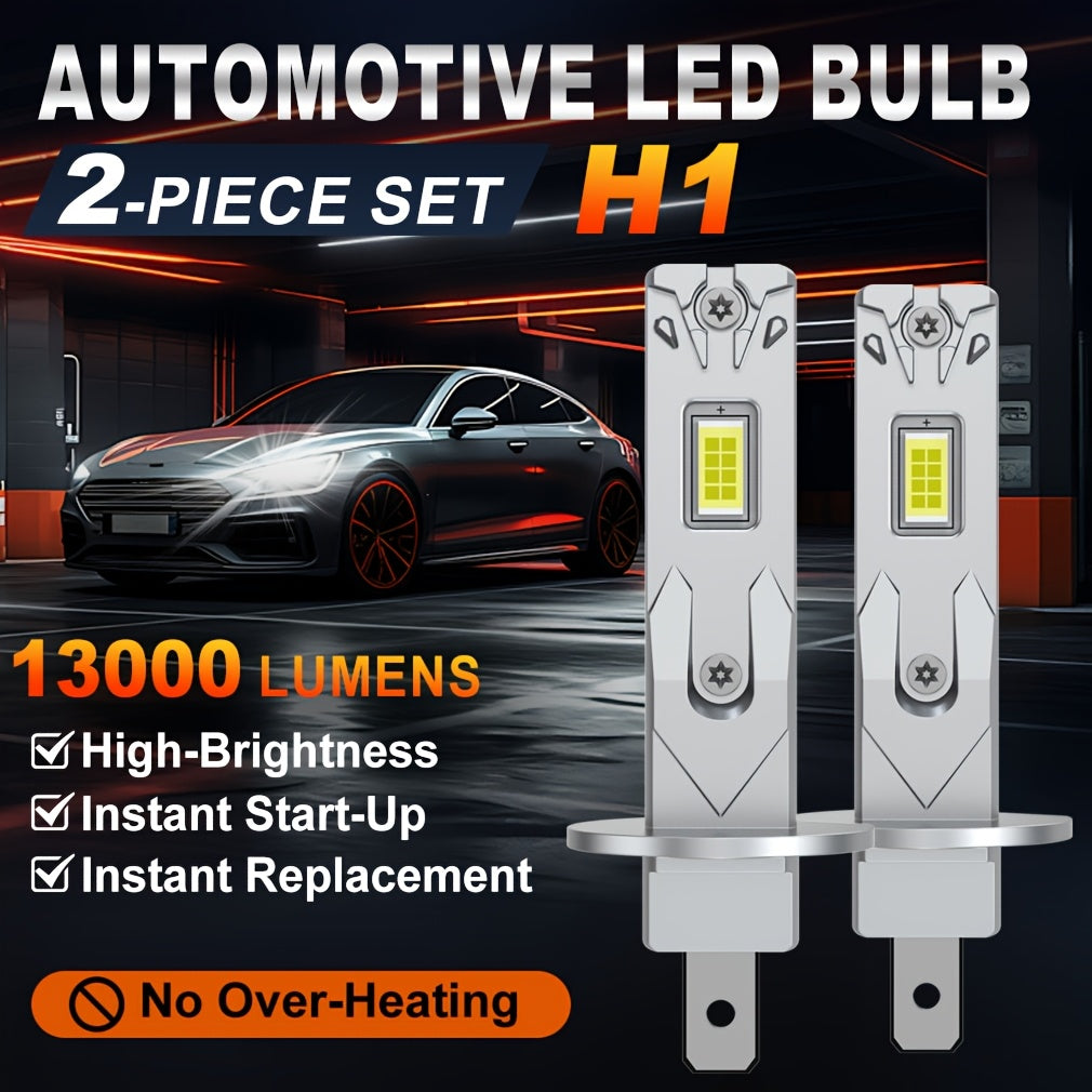 2Pcs H1 LED Headlight Mini Direct Plug Fog Light Low Beam/High Beam 60W 6000K 13000LM 12V