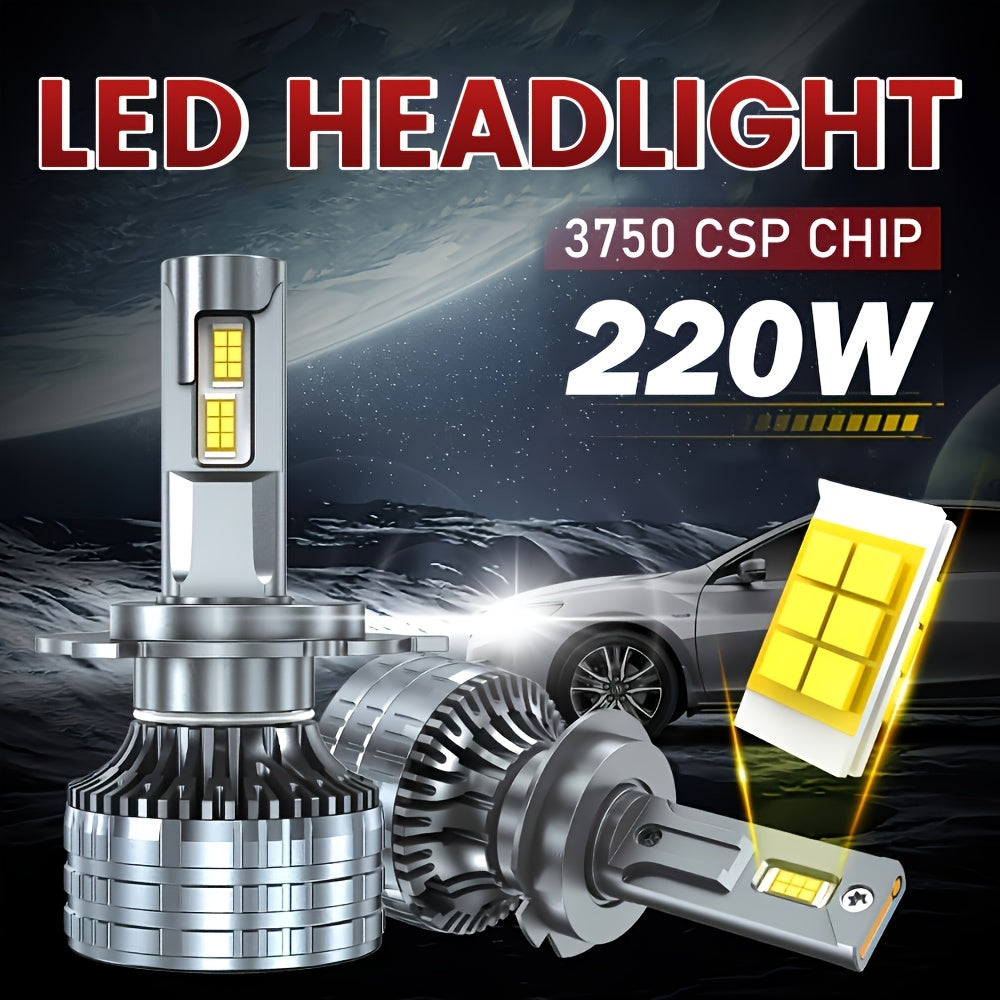 2Pcs H7 H4 H11 LED Car Headlights Canbus 220W H1 H8 Bulbs 9005 HB3 9006 HB4 9012 9007 HB5 9008 H13 LED Bulbs Turbo Light 6000K White 12V