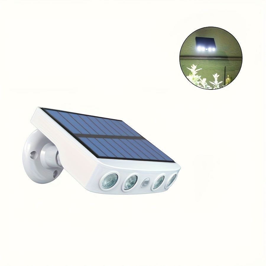 Solar Security 4 LED Light Outdoor Decorative Sensor Motion 3 Lighting Modes Street Light Built-in 18650 Lithium Battery Wall Night Working Light IP44 Solar Daylight Garden Light Super Bright Solar Security Light Garden Courtyard