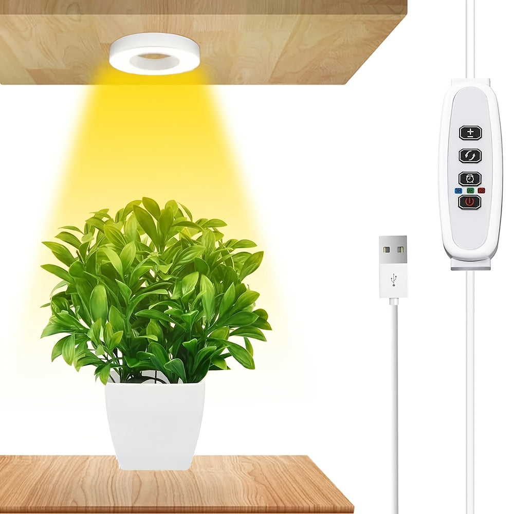 LED Plant Grow Light, Auto On/Off with 3 Adjustable Color Modes, Full Spectrum Plant Lamp, 10 Brightness Levels & Timing Mode, Ideal for Indoor Plants, Herbs and Flowers. Durable Plastic Construction, USB Powered, No Battery Required