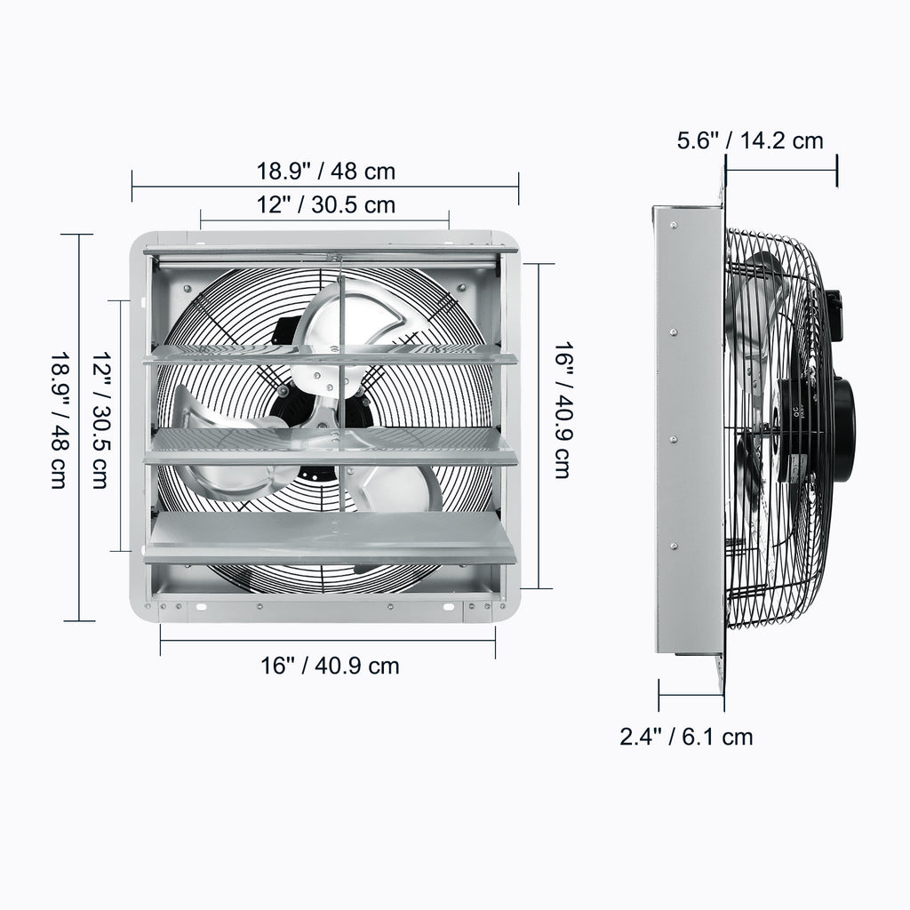 VEVOR 10''/16''/24'' Fan Shutter Exhaust Fan, Aluminum Wall Mount Attic Fan with AC Motor, Ventilation & Cooling for Greenhouse Garage Shed Store
