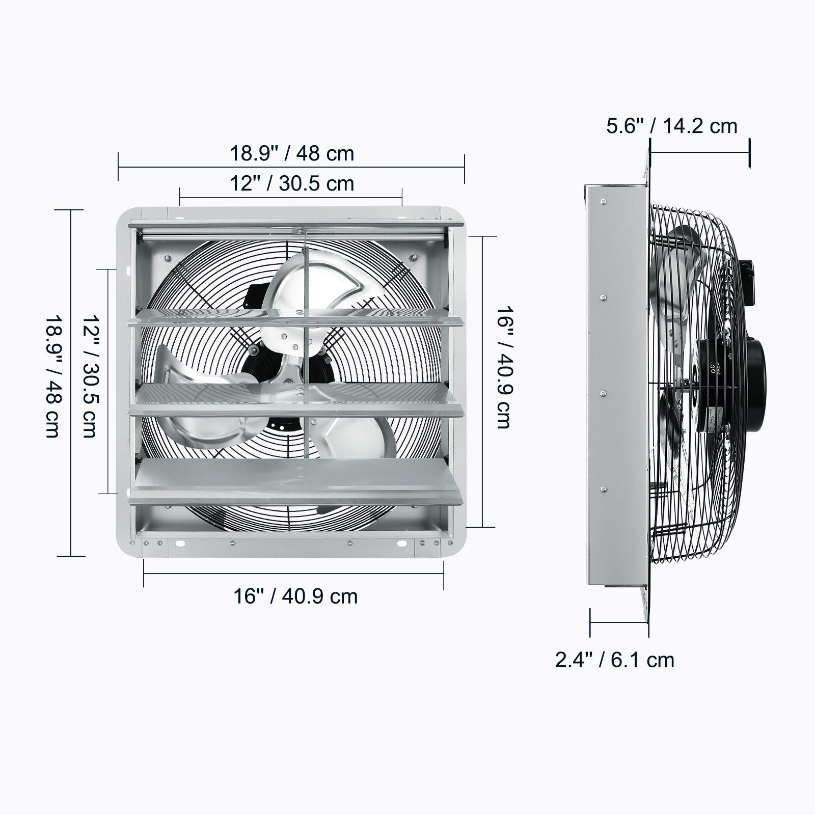 VEVOR 10''/16''/24'' Fan Shutter Exhaust Fan, Aluminum Wall Mount Attic Fan with AC Motor, Ventilation & Cooling for Greenhouse Garage Shed Store