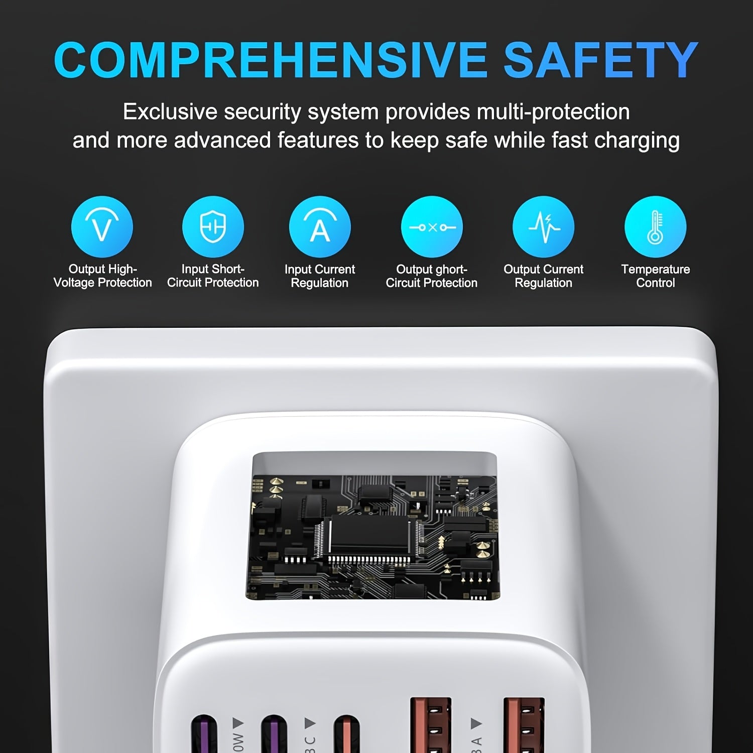 65W USB-C Charging Block, Quick Wall-Mounted Power Adapter, 5-Port USB-C Power Supply, Compatible with for Iphone 17/16/15 Pro Max/Plus/Xsipad Pro, Galaxy S25/S24 Tablets, And Various Other Devices