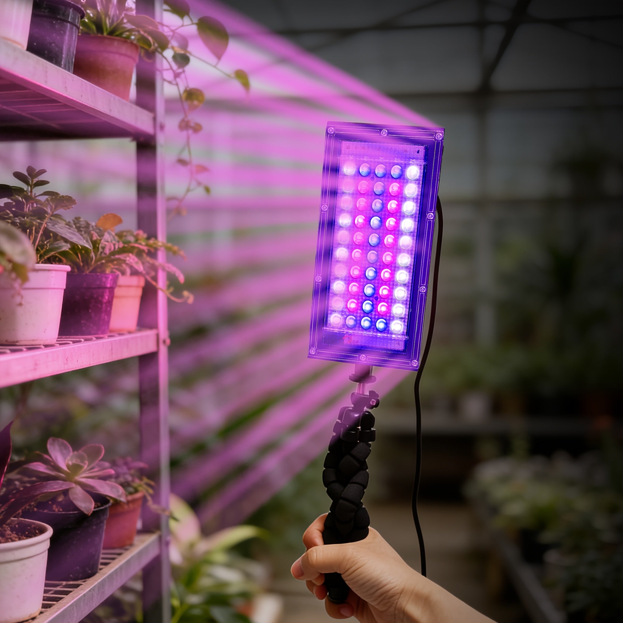 Full Spectrum Plant Grow Light, 50 LED Beads, 5V USB Powered with Flexible 3-Claw Bracket, Multi-Angle Adjustable, 1.5M Switch Power Cord Included, Accelerate Plant Growth, Ideal for Greenhouse, Nursery and Home Gardening