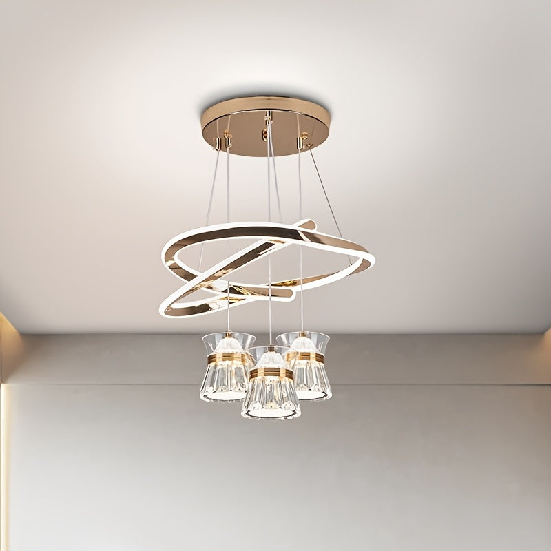 Modern LED Indoor Pendant Light with 3 Lights, Adjustable Color Temperature, 3-Color Temperature Lighting Fixture