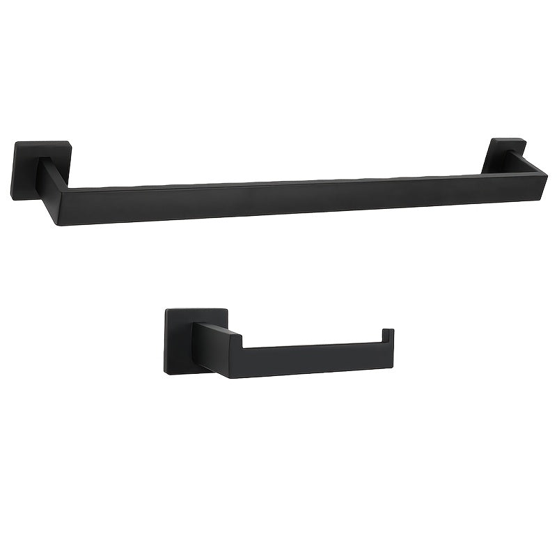 2/5/10/15-Piece Black SUS304 Wall Mount Bathroom Towel Rack &amp; Accessory Set - Includes 16" Towel Bar, Towel Ring, Tissue Holder &amp; Hooks, for Bath/Hand Towels, Matte Black Bathroom Hardware Set, Toilet Paper Holder, Towel Rack
