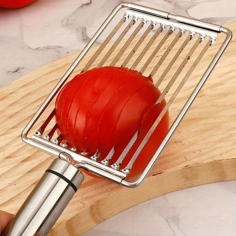 Stainless Steel Tomato Slicer, Manual Fruit Vegetable Cutter, Egg Slicer, Kitchen Gadget for Perfect Slicing and Dicing. Ideal for Salad, Sandwich and Breakfast Prep. Manual Slicer, Modern Durable Kitchen Utensil, Vegetable Cutter