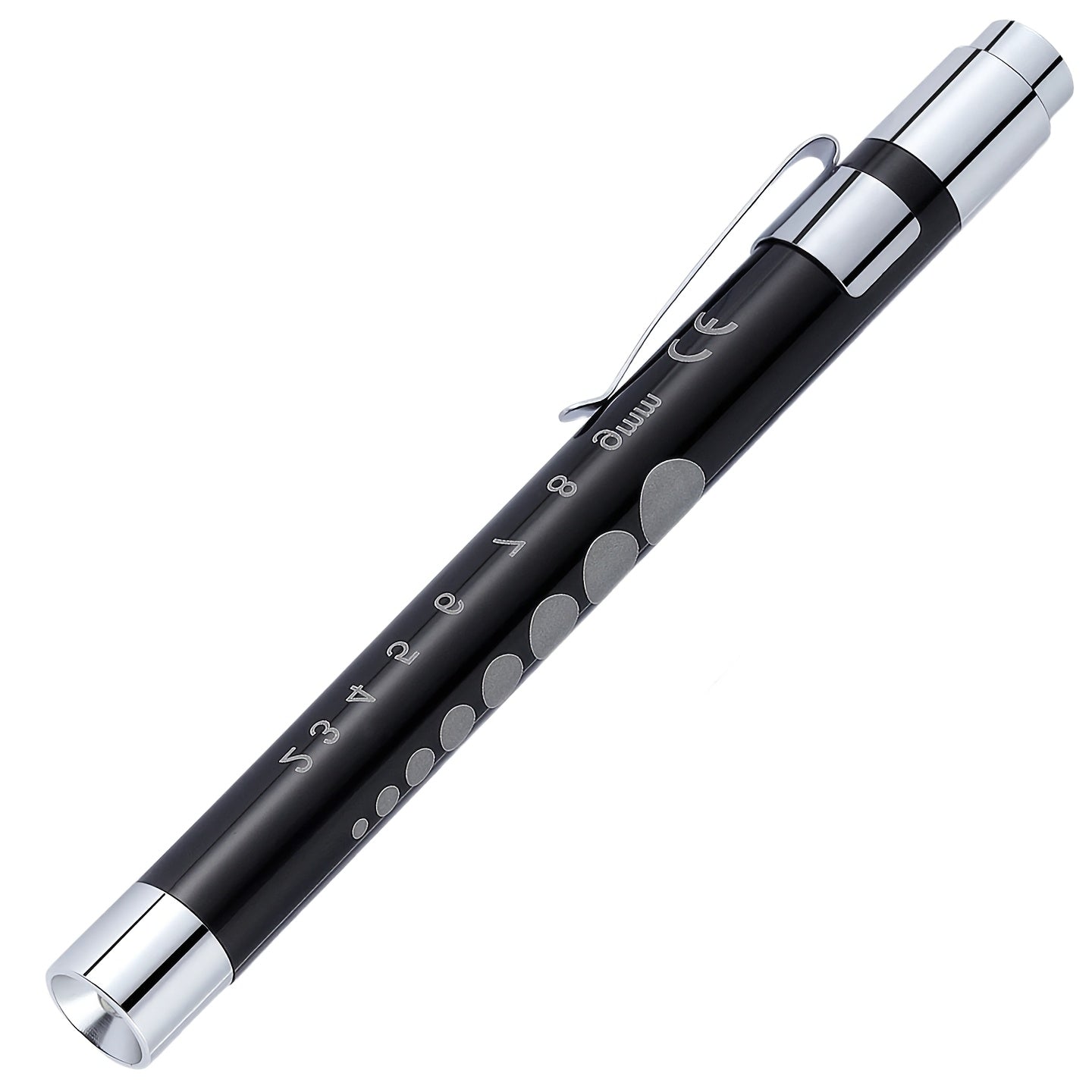 1 Lightweight Aluminum Alloy Shell Doctor LED Pen Light, with Pupil Gauge & 5cm Ruler, Stainless Steel Pocket Clip, Pen-Style Flashlight, Ideal for Nurses, Doctors, Nursing Students as a Portable Examination Light