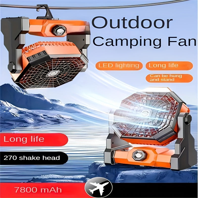 New Arrival Popular Outdoor Autumn Camping Fan, LED Light Fan with Adjustable Brightness, Portable Hanging Fan for Camping Tent Picnic Party Car Pet Kennel, USB Rechargeable Large Capacity Long Lasting Battery, Ideal Practical Festival Gift